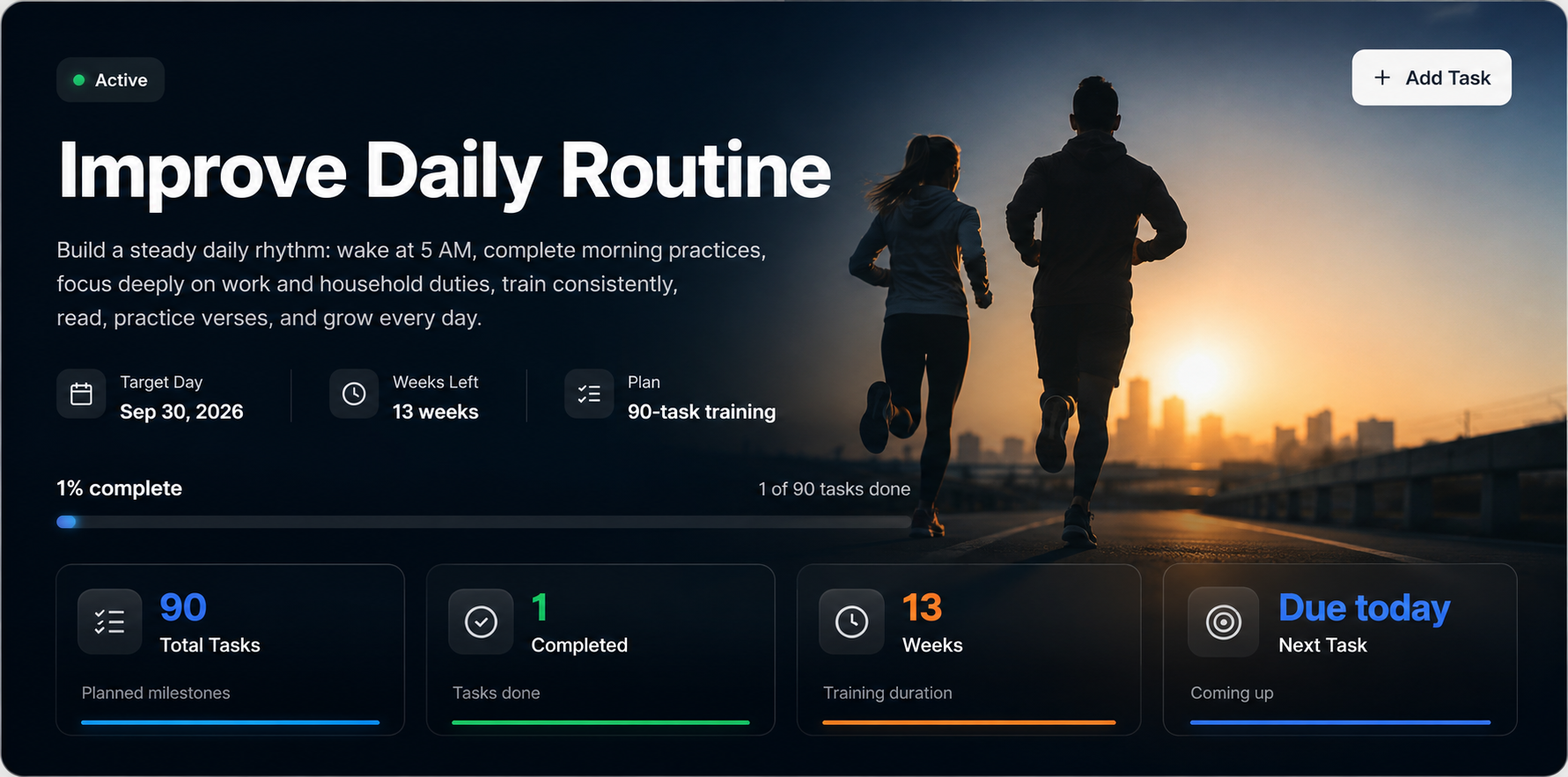 Accountability Partner goal page for improving a daily routine